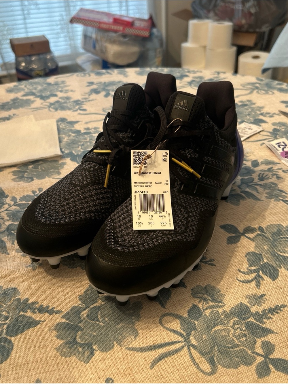 adidas Men’s Black and Purple Athletic Cleats
